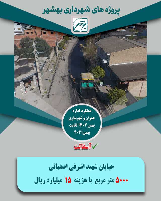 چکیده عملکرد حوزه عمران  و شهرسازی در بخش اسفالت  از بهمن 403 لغایت  بهمن 1404 ( ارقام ریال )