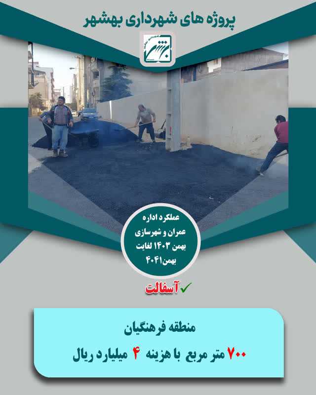 چکیده عملکرد حوزه عمران  و شهرسازی در بخش اسفالت  از بهمن 403 لغایت  بهمن 1404 ( ارقام ریال )