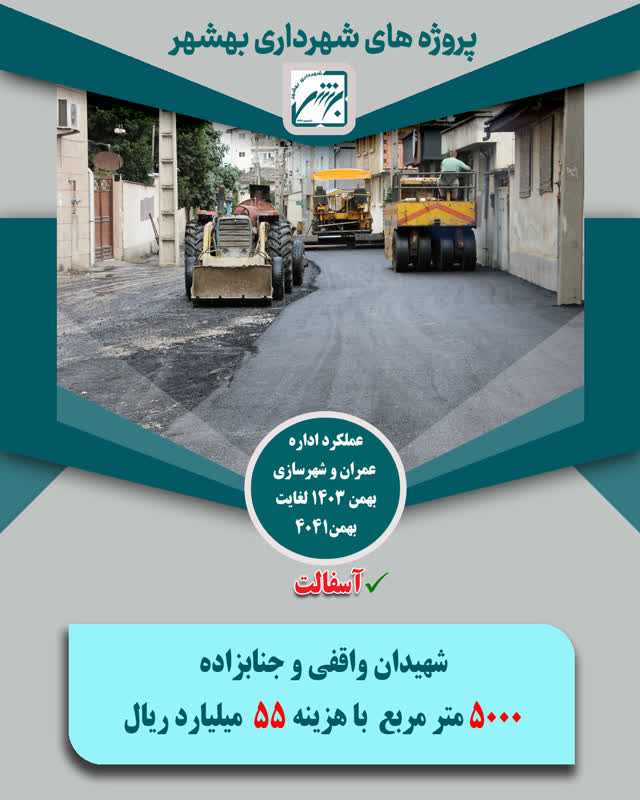 چکیده عملکرد حوزه عمران  و شهرسازی در بخش اسفالت  از بهمن 403 لغایت  بهمن 1404 ( ارقام ریال )