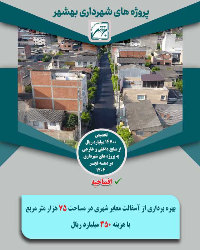 پشت پلک شهر با  پروژه های قابل افتتاح 